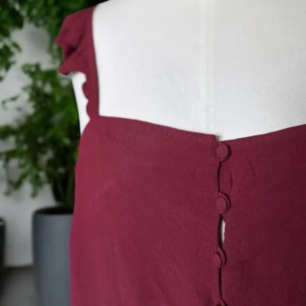 MADEWELL Ruffle-Strap Cami Burgundy Top SZ 2 - Picture 5 of 6